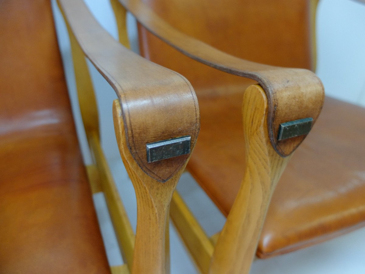 Pair Of Safari Armchairs By Karen And Ebbe Clemmensen, Denmark 1960-photo-2