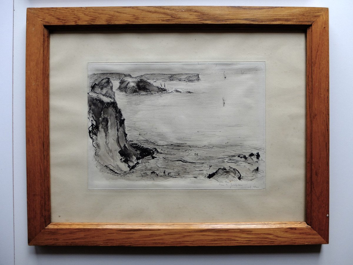2 Encres Sur Papier, Belle Ile en mer, Signée S Et Datées 1932-photo-3
