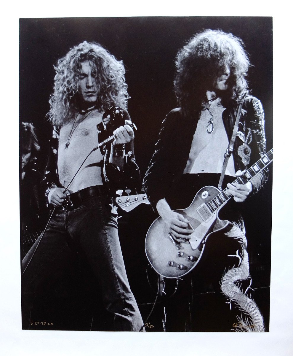 Led Zeppelin, Jimmy Page Et Robert Plant, Photo Du Concert à L.a. En 1975, Signée Et...