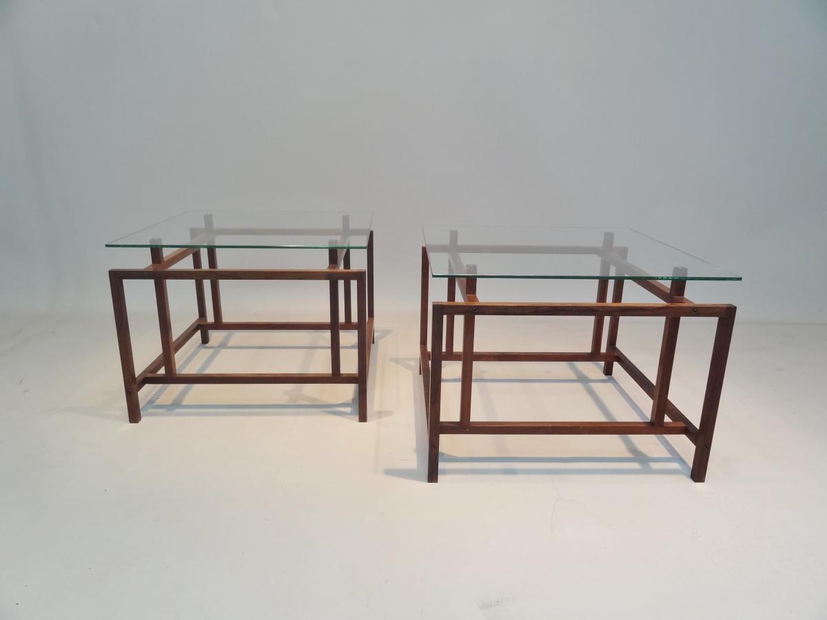 Paire De Tables En Palissandre 1960 Danemark , Signées