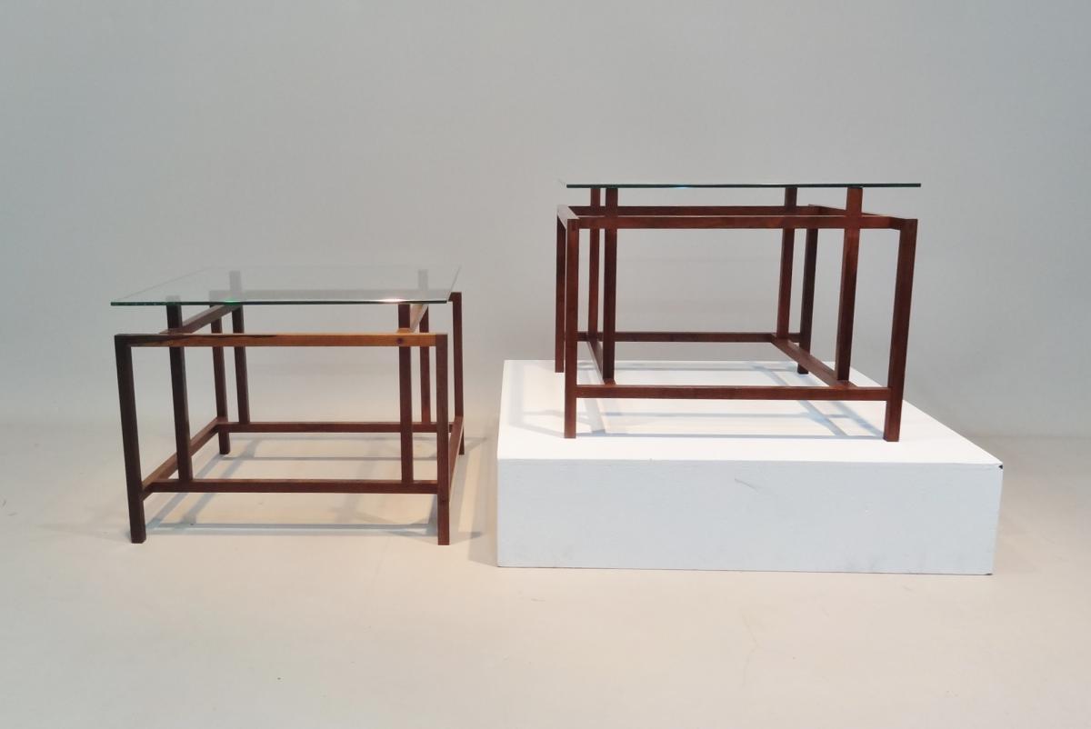 Paire De Tables En Palissandre 1960 Danemark , Signées-photo-2