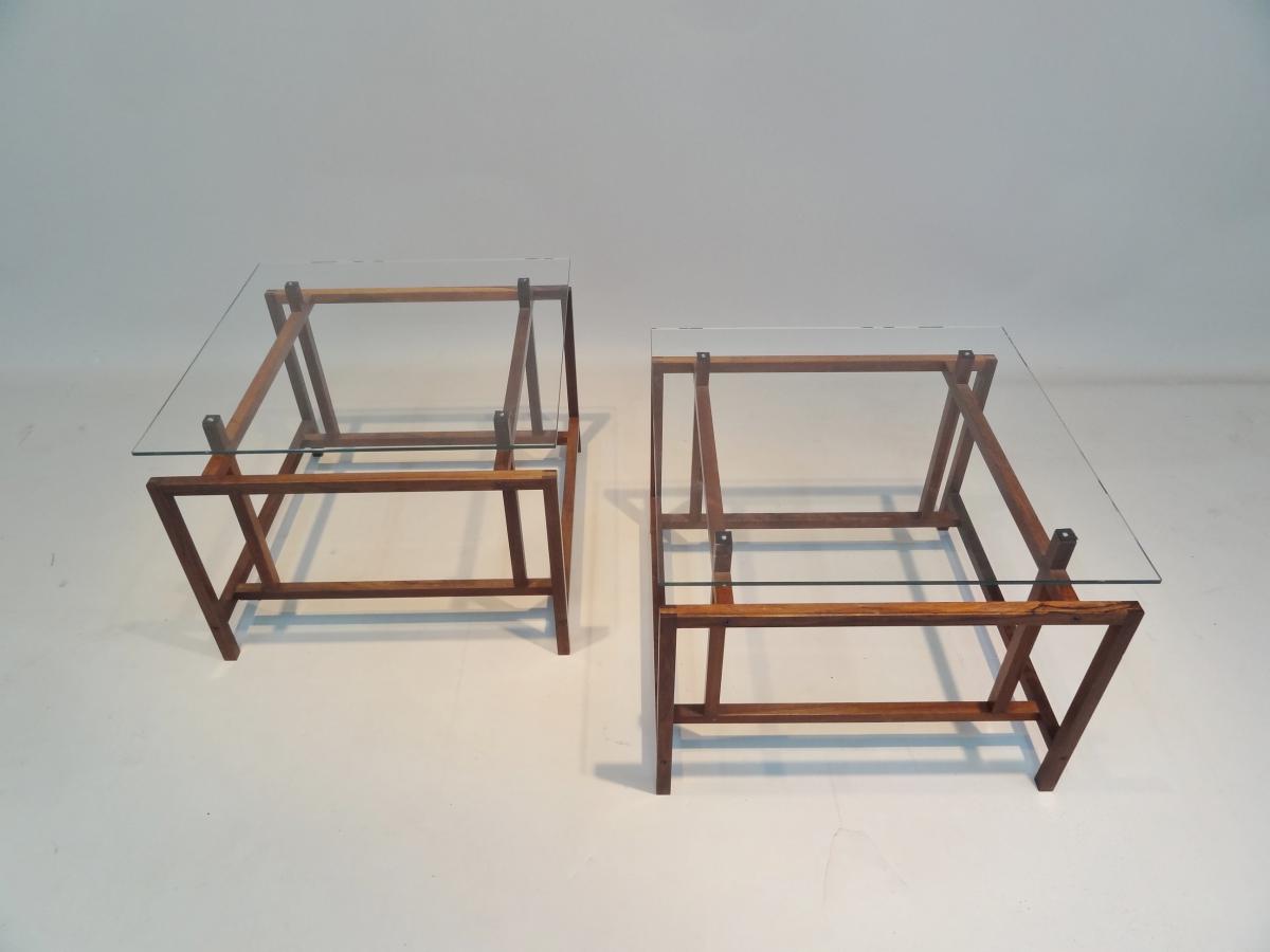 Paire De Tables En Palissandre 1960 Danemark , Signées-photo-4