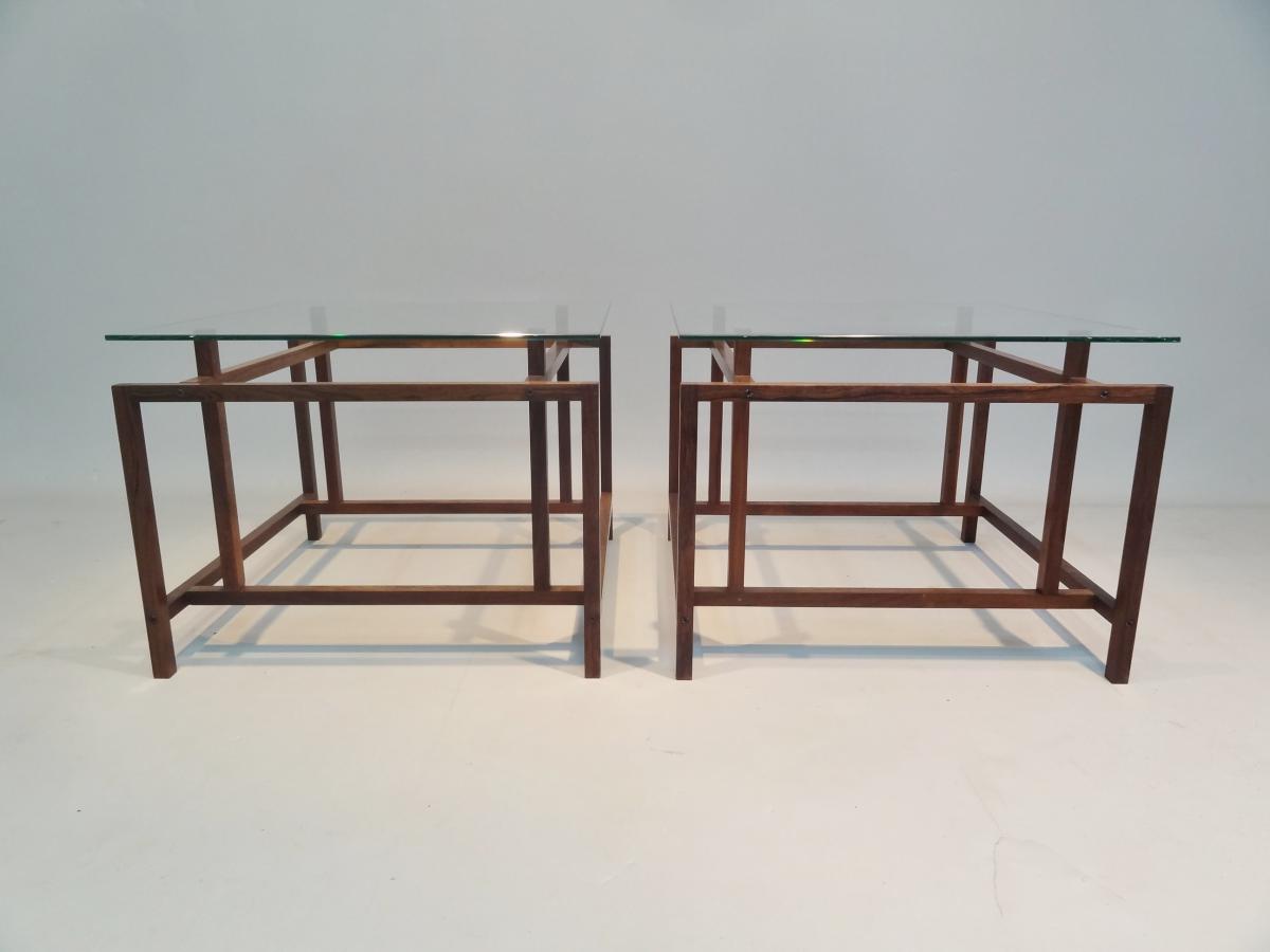Paire De Tables En Palissandre 1960 Danemark , Signées-photo-1