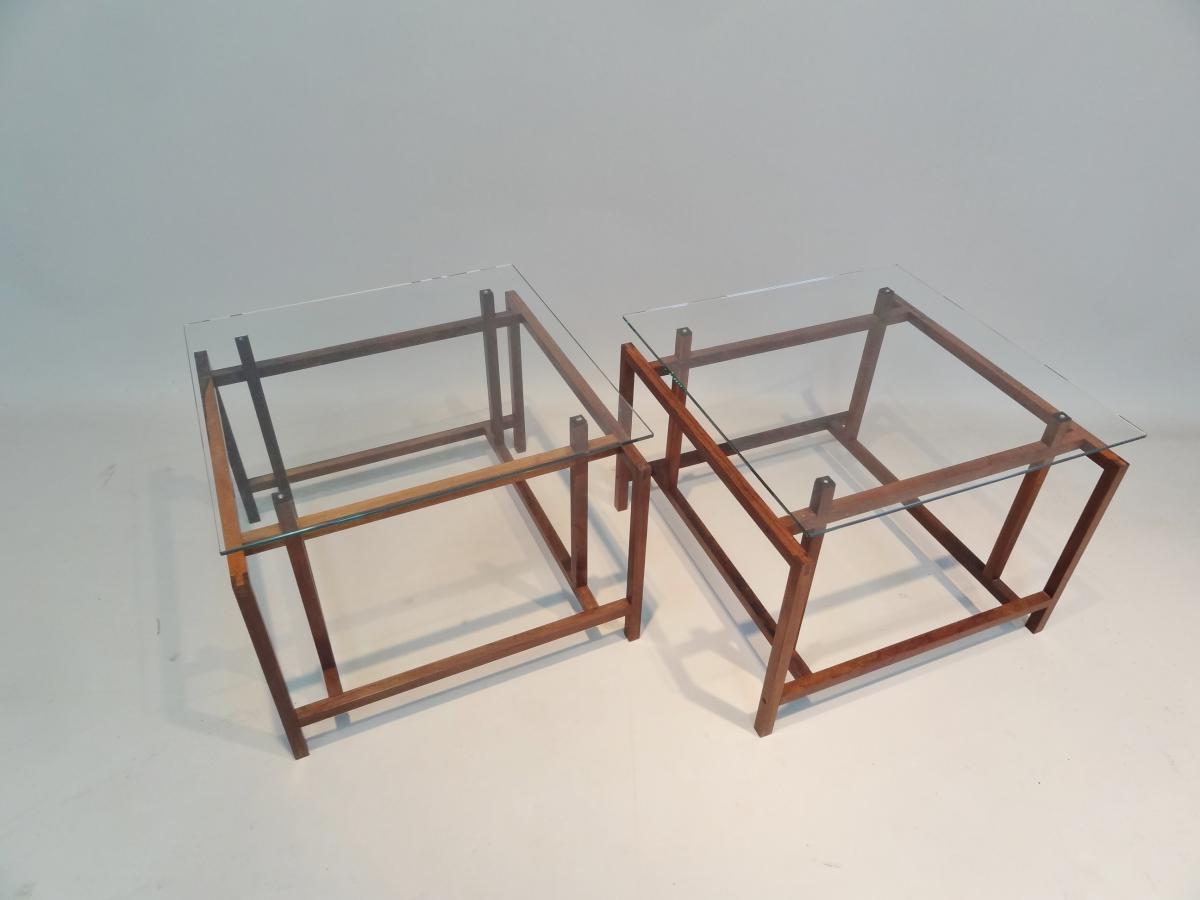 Paire De Tables En Palissandre 1960 Danemark , Signées-photo-2