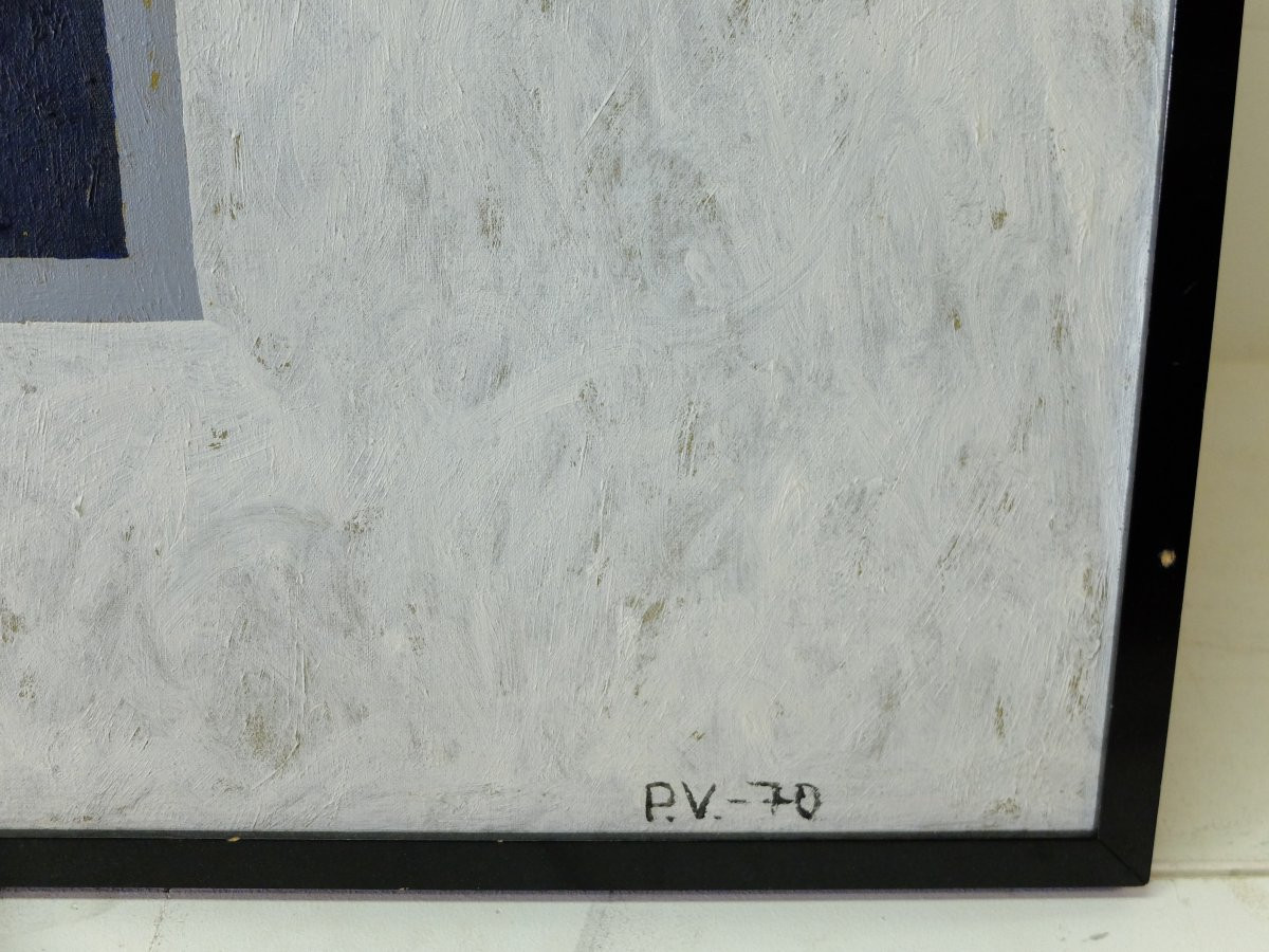 Huile sur toile signée et datée 1970, Pauli Vuorisalo peintre Finlandais-photo-3