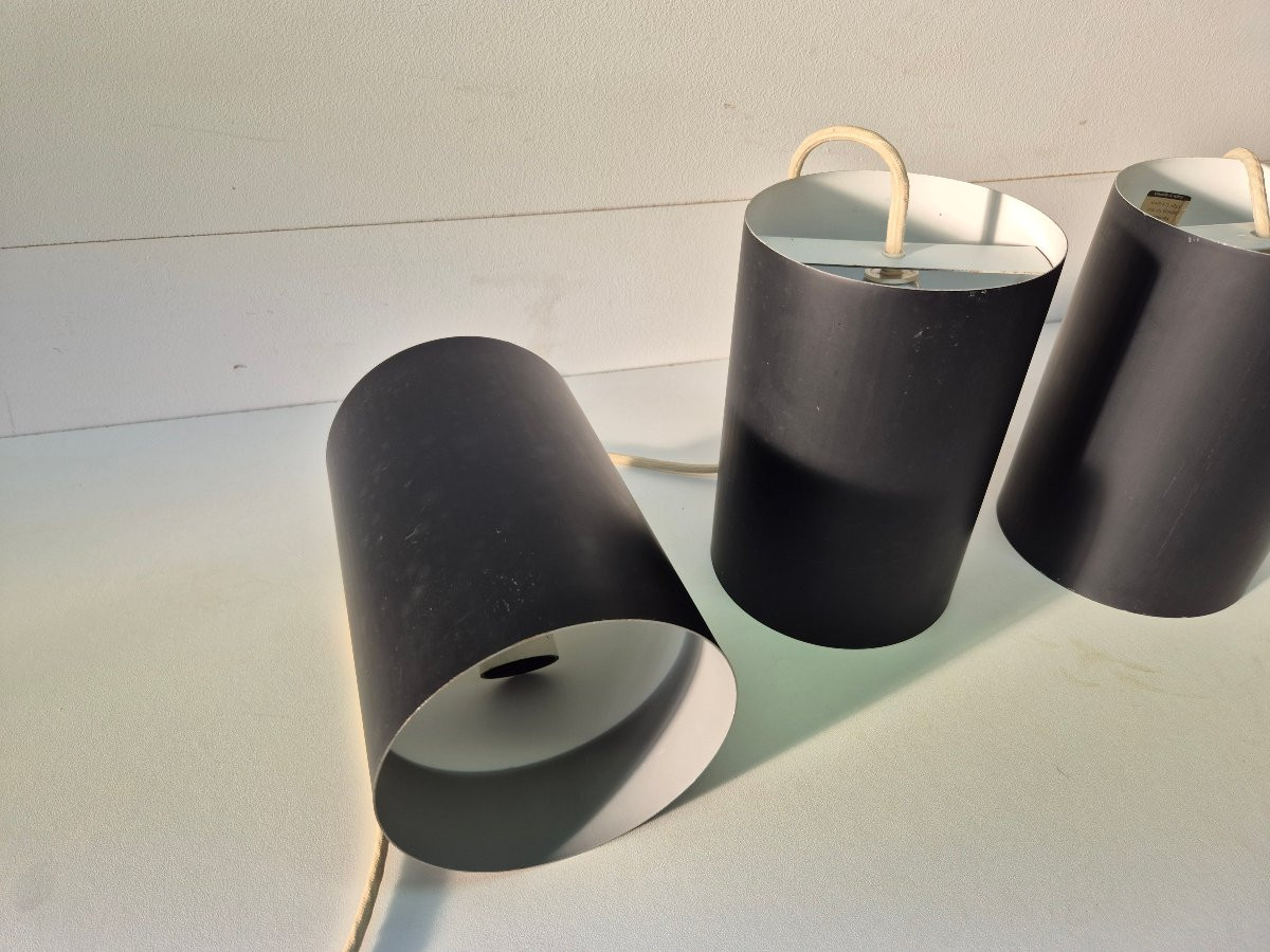 6 Louis Poulsen "pipe" Pendant Lights, 1960s, Lacquered Steel-photo-3