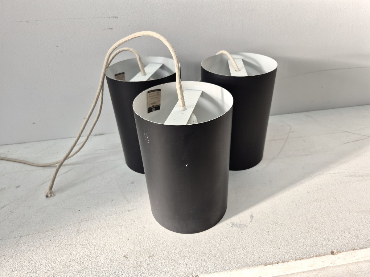 6 Louis Poulsen "pipe" Pendant Lights, 1960s, Lacquered Steel-photo-5