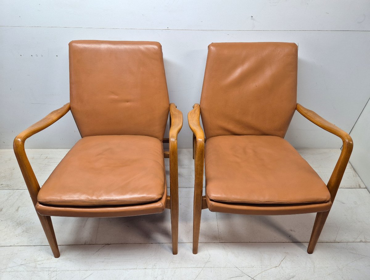 Paire de fauteuils scandinave attribuée à Axel Larsson, vers 1960-photo-4
