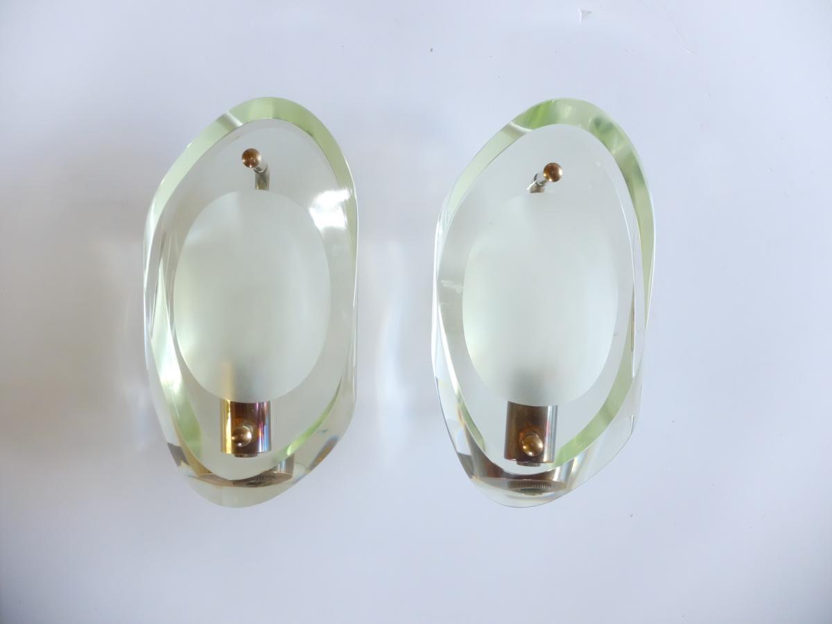 Paire d'Appliques Micro Max Ingrand Pour Fontana Arte 1961, Mod. 2093-photo-4