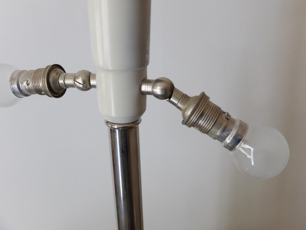 Art Deco Metal Nickel Plated Table Lamp, 1930s-photo-3