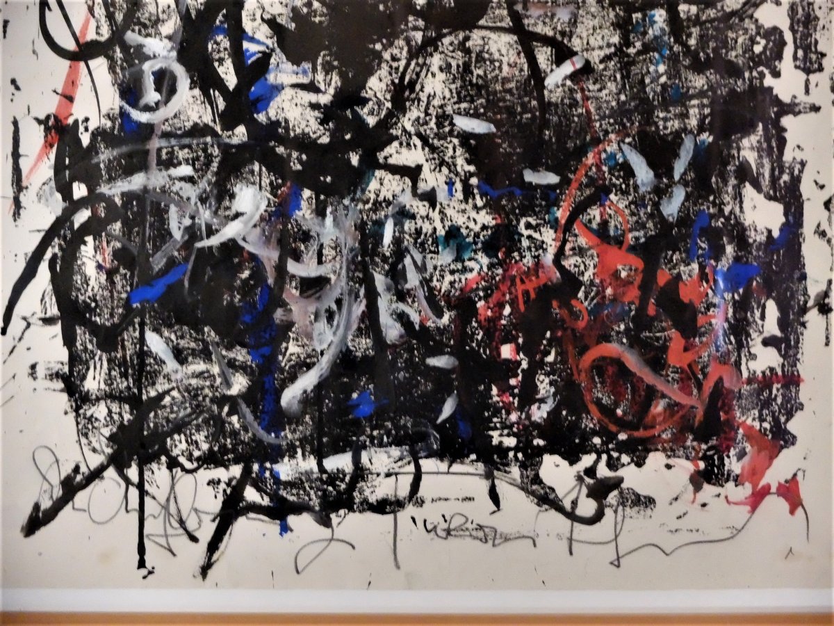 Gouache expressionniste Abstraite Signée Hans Kaiser Et Datée 1963-photo-3