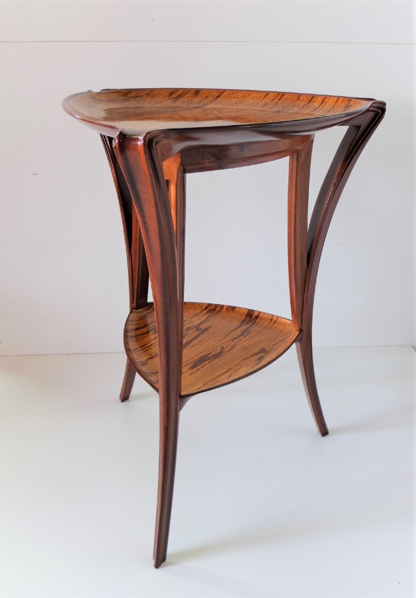 Louis Majorelle Tripod Pedestal Table In Snake Wood And Mahogany, Circa 1900-photo-4