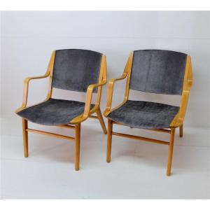 Pair Of Ax Chair Armchairs 1960, Peter Hvidt And Orla Molgaard