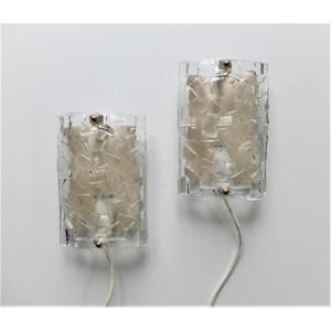 Pair Of Scandinavian Glass Sconces, Vitrika, Circa 1960