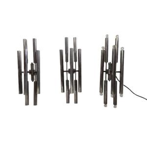 3 grandes appliques en laiton nickelé, 1960.