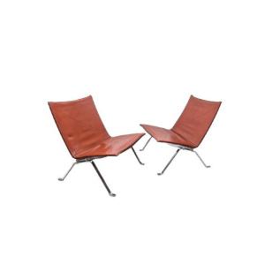  Poul Kjaerholm (1929-1980) paire de Chauffeuses PK22, Kold Christensen