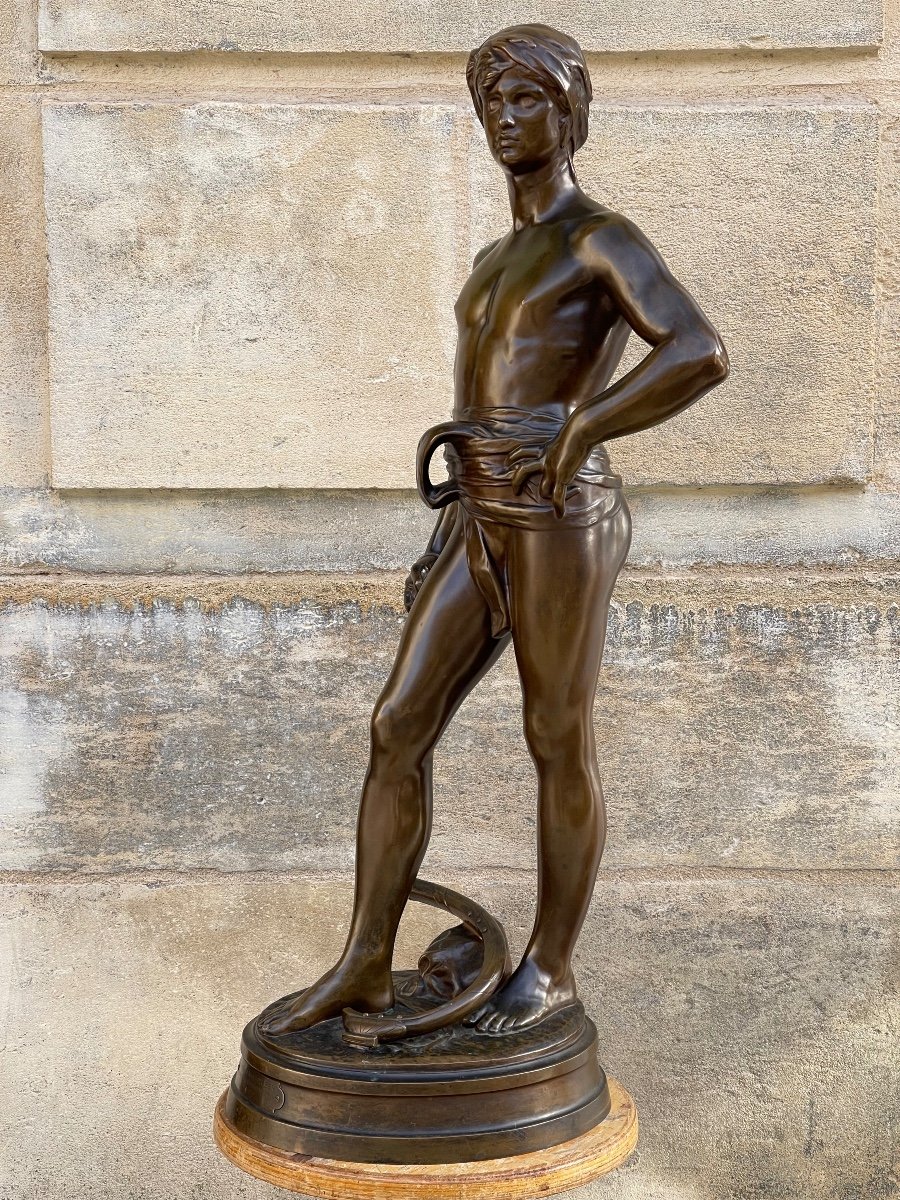 Sculpture En Bronze “ David Avant Le Combat “ d'Antonin Mercié-photo-2