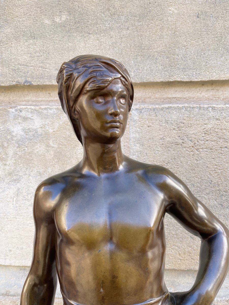 Sculpture En Bronze “ David Avant Le Combat “ d'Antonin Mercié-photo-1