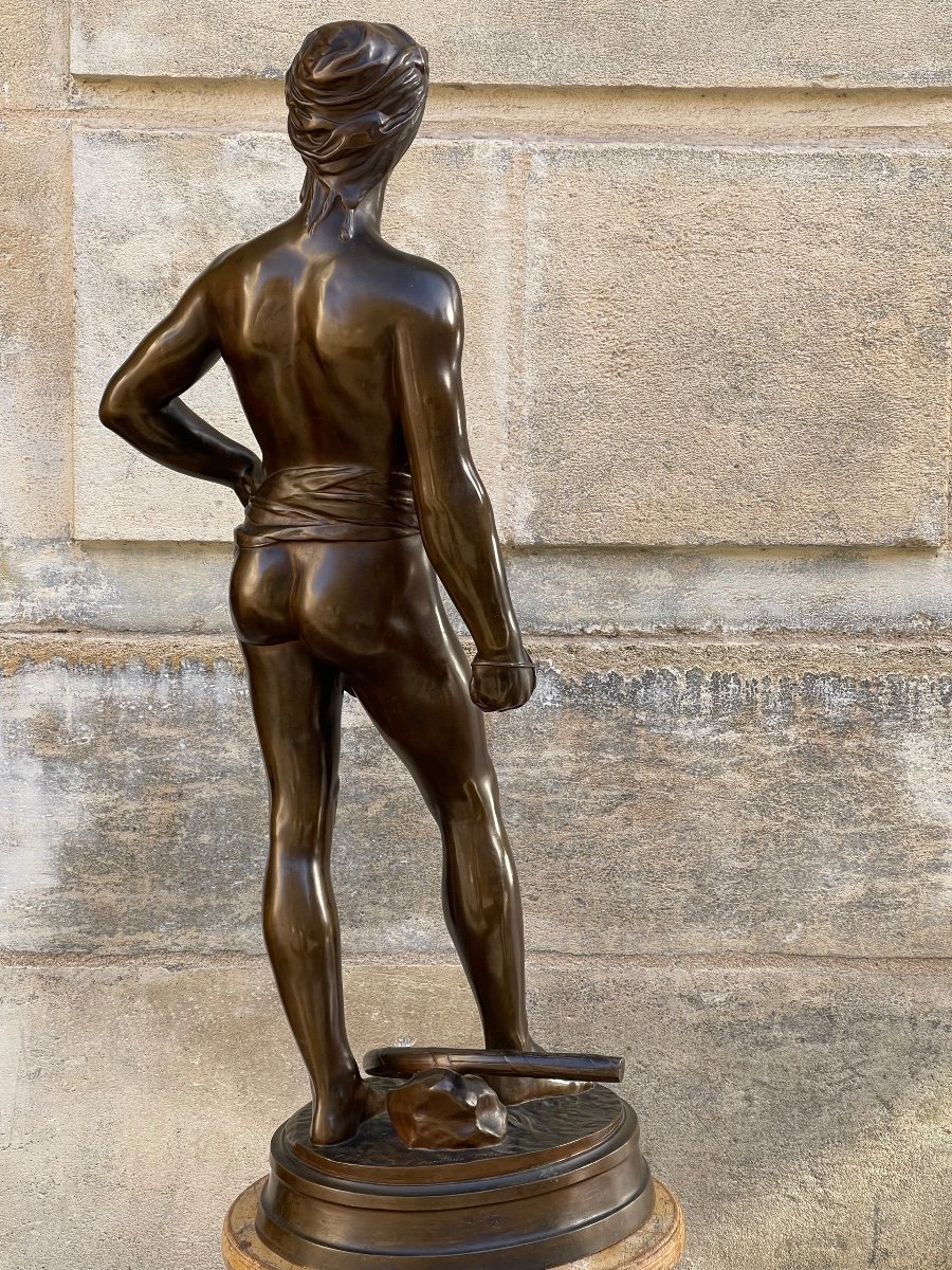 Sculpture En Bronze “ David Avant Le Combat “ d'Antonin Mercié-photo-4