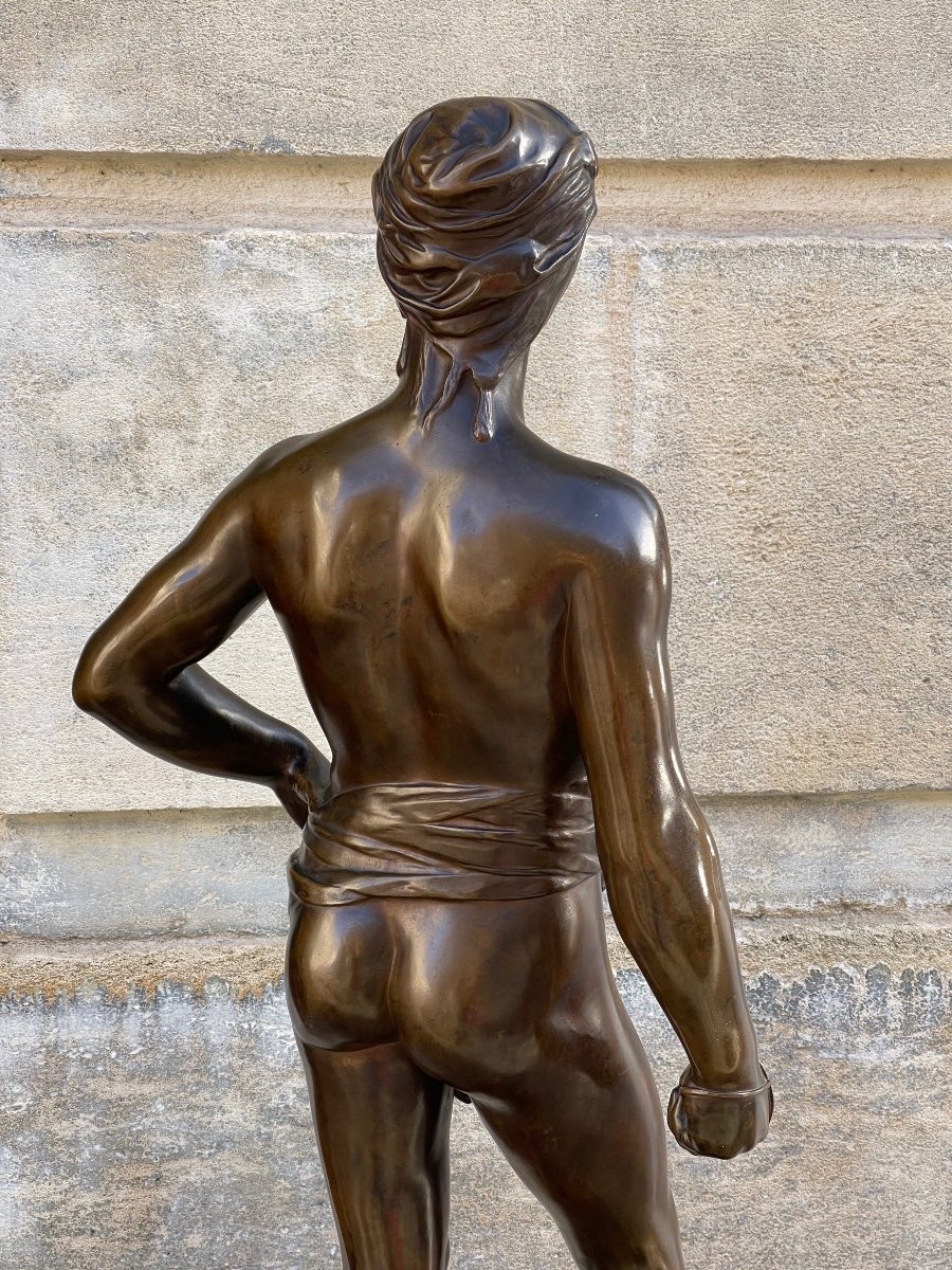 Sculpture En Bronze “ David Avant Le Combat “ d'Antonin Mercié-photo-5