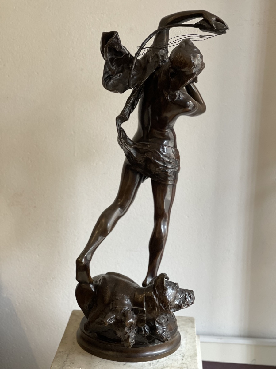 Sculpture "orphée" By Henri Peinte-photo-3