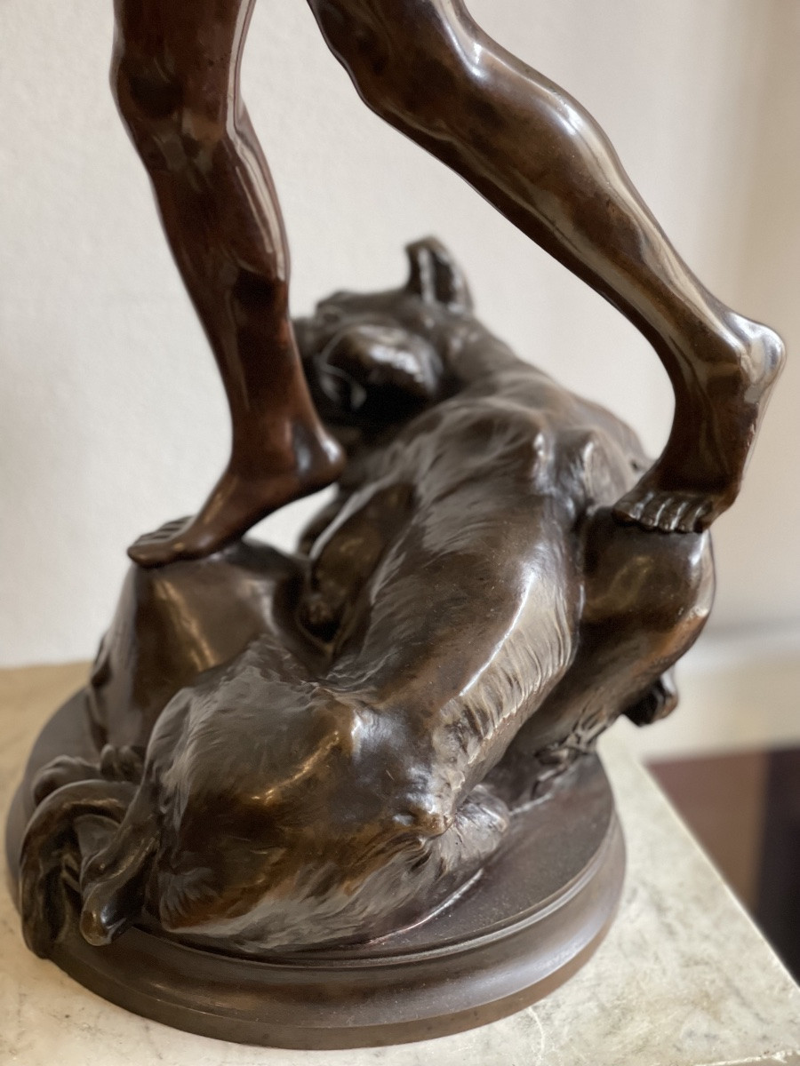 Sculpture "orphée" By Henri Peinte-photo-1