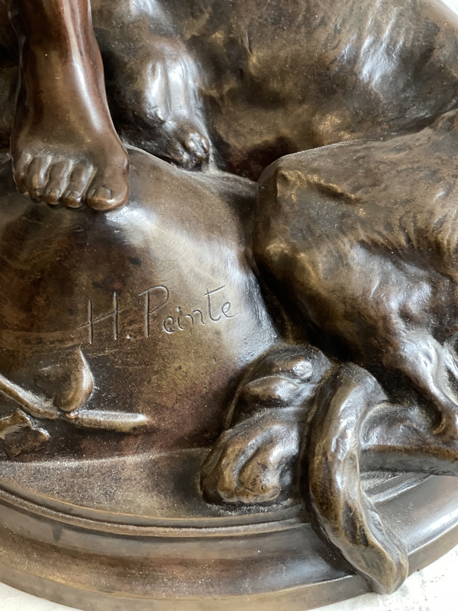 Sculpture "orphée" By Henri Peinte-photo-5