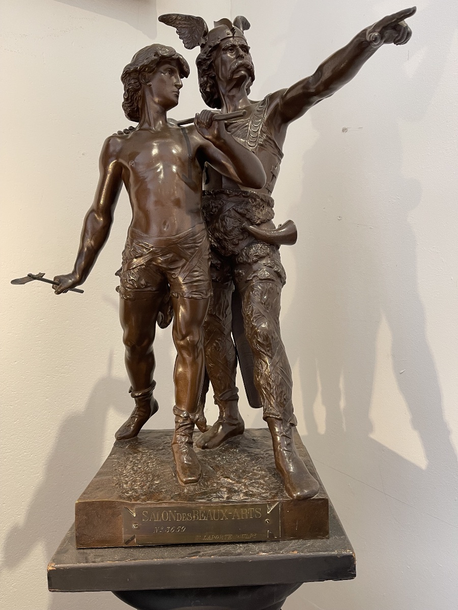 Bronze Sculpture "pro Patria " By Laporte -photo-2