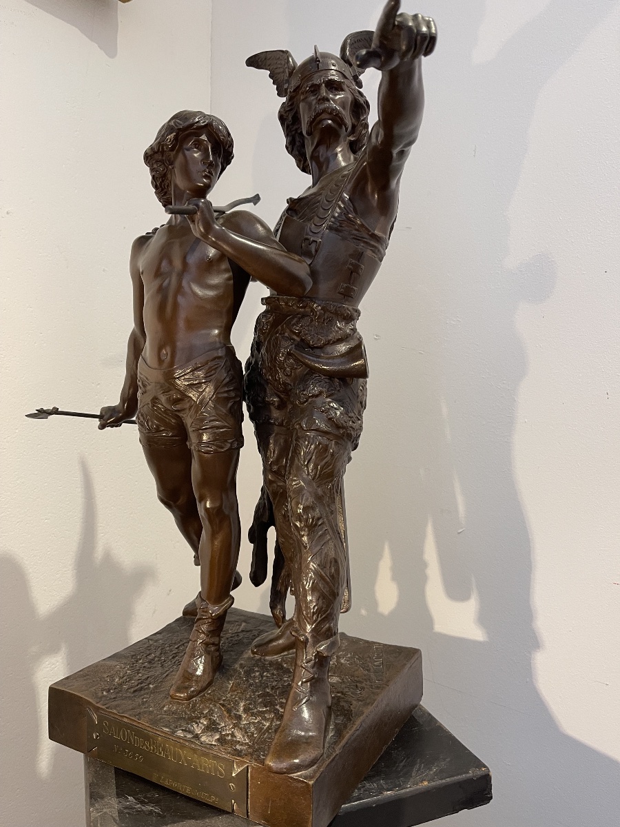 Bronze Sculpture "pro Patria " By Laporte -photo-3