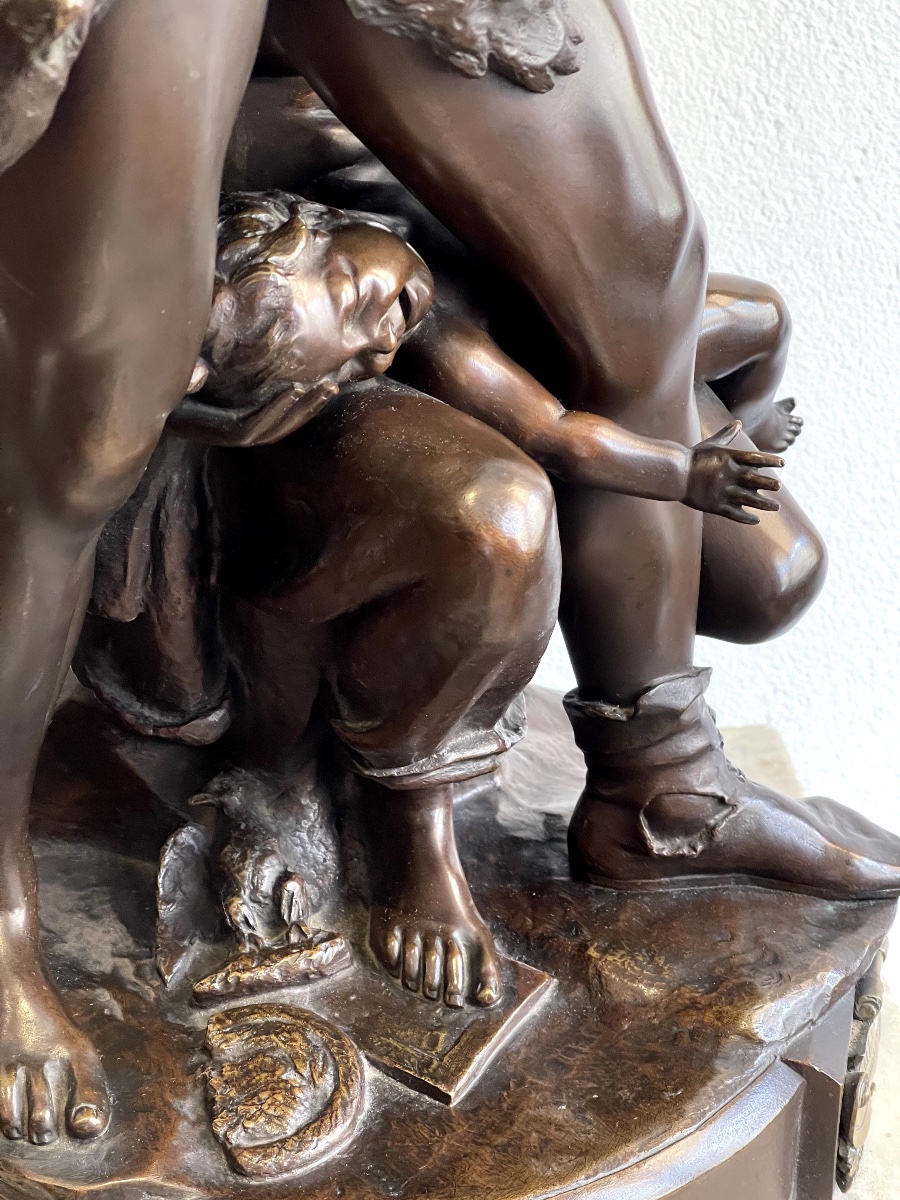 Sculpture en bronze " La Défense du Foyer" par Emile Boisseau-photo-4