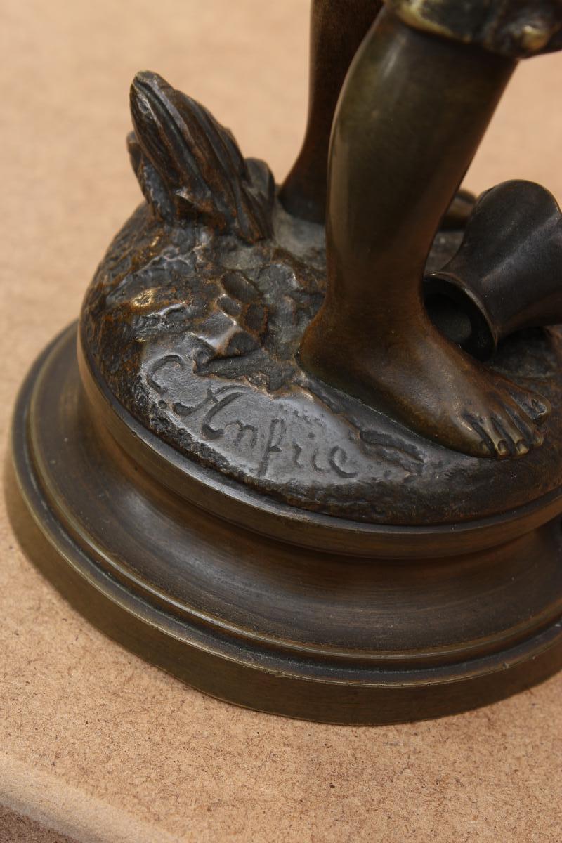 Petite sculpture en bronze "La cruche cassée"-photo-2