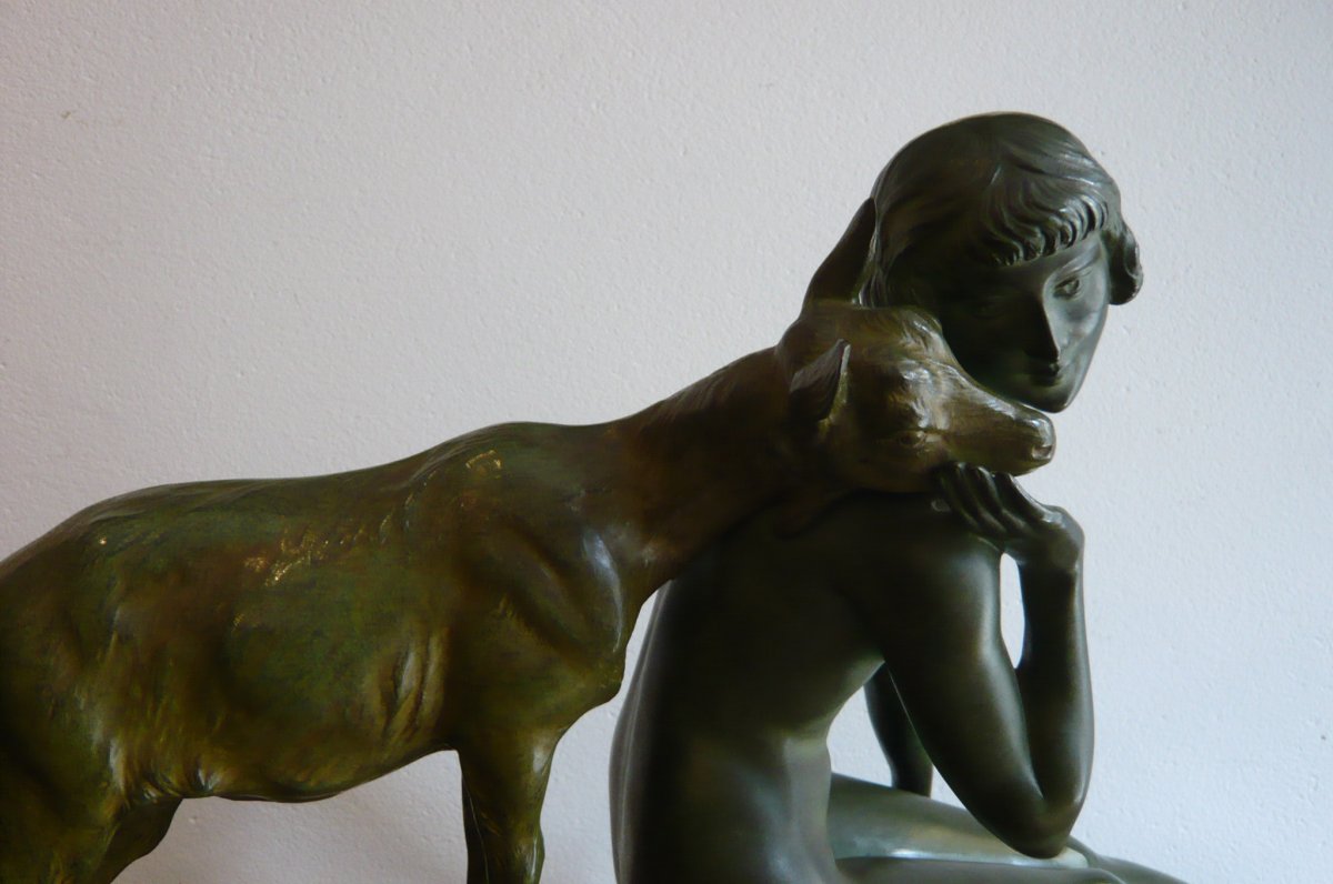 Sculpture en bronze de Morlon "Les deux amies"-photo-2