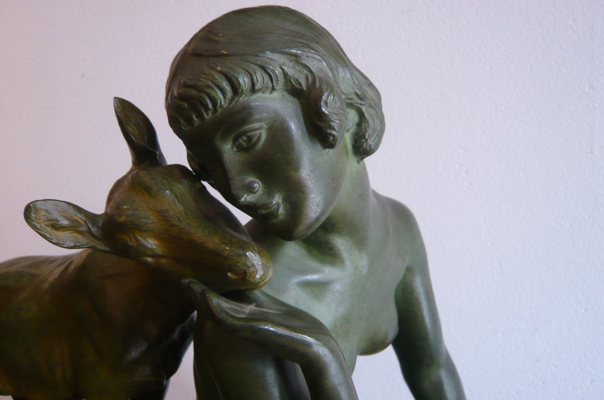 Sculpture en bronze de Morlon "Les deux amies"-photo-3
