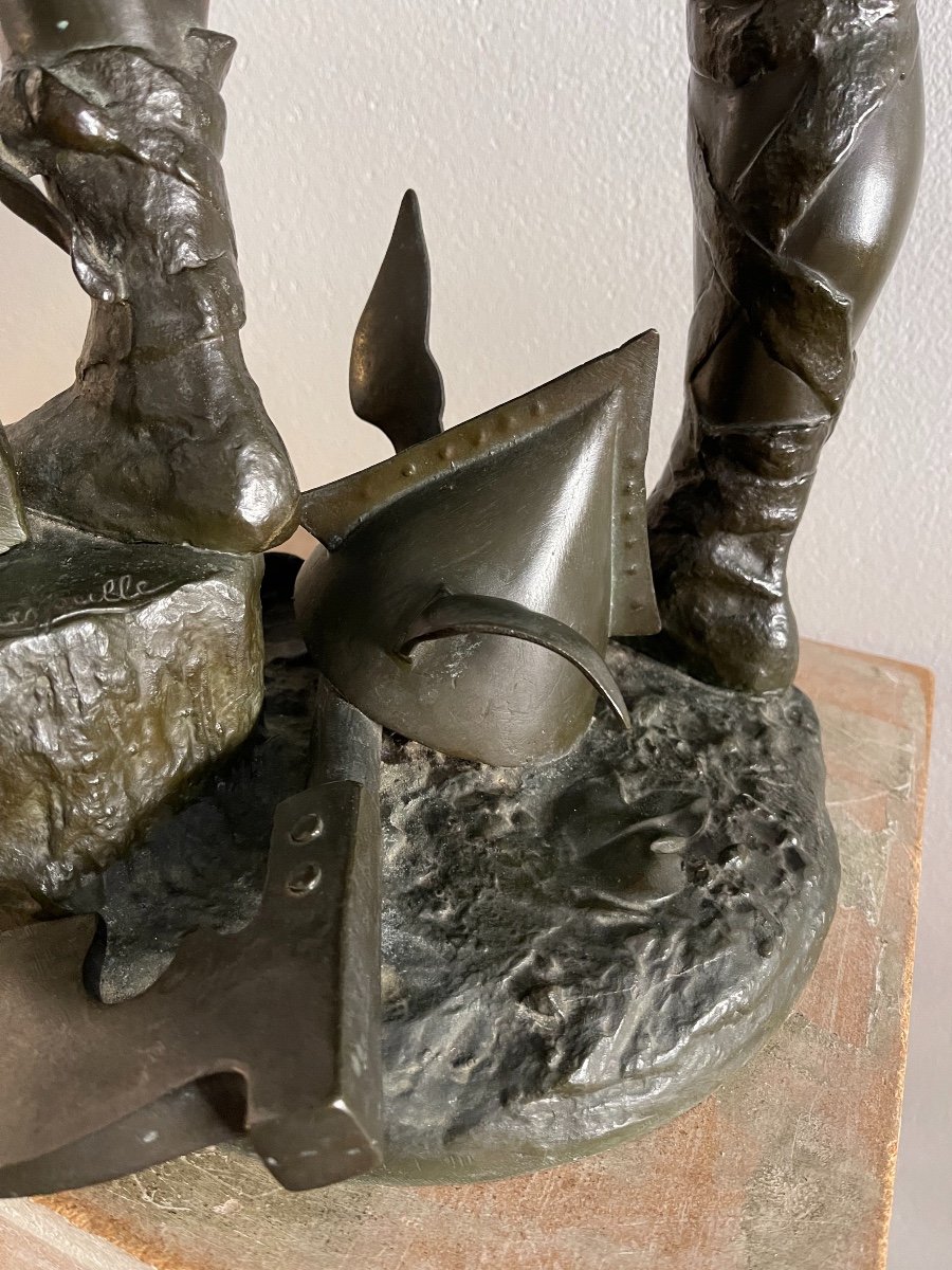 Sculpture En Bronze "Guerrier gaulois forgeant ses armes"-photo-6