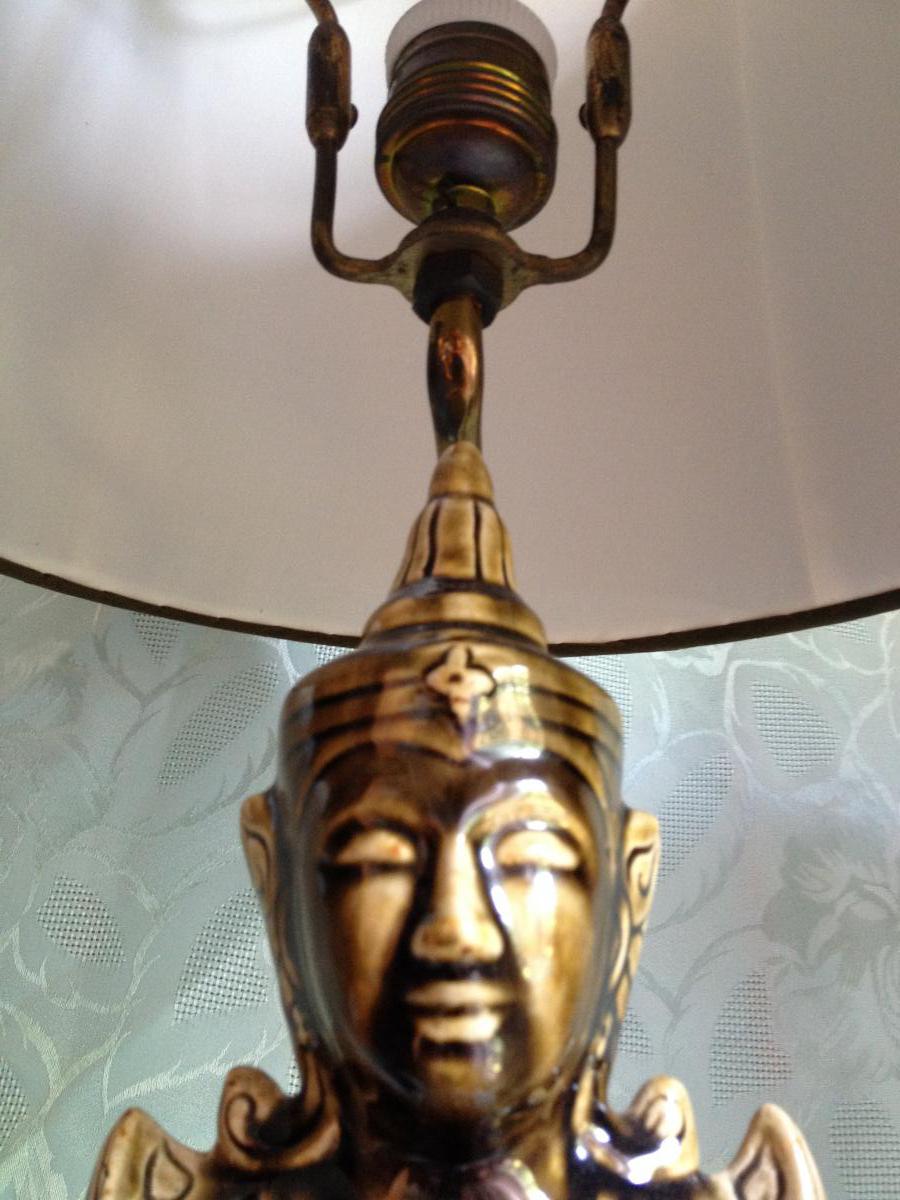 Trio Lamps "buddha" Ceramic Celadon-photo-4