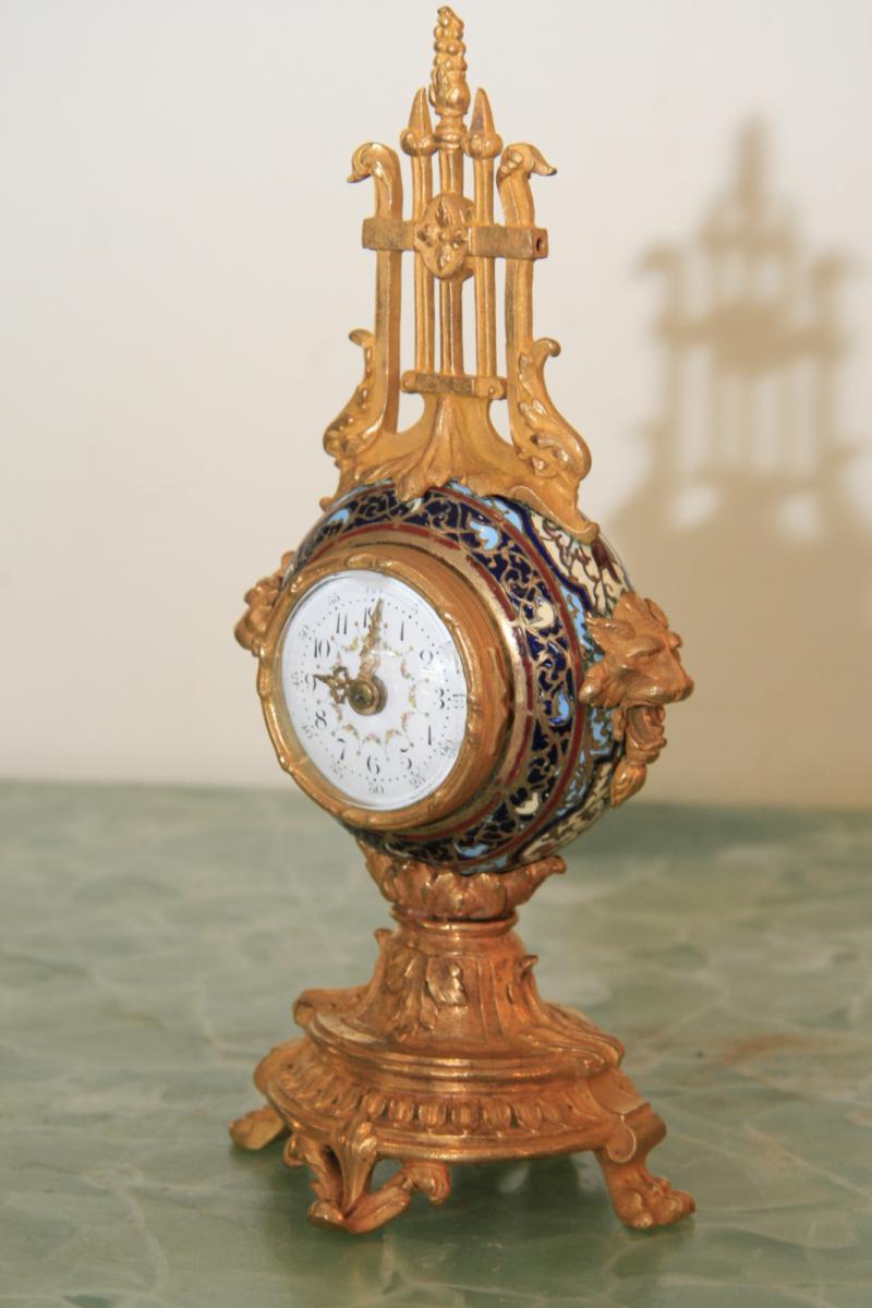 Pendulette Bronze Et Cloisonnee