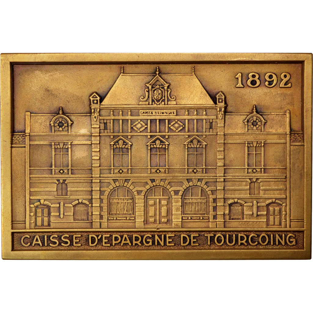 Plaque Ou Medaille En Bronze Caisse d'Epargne De Tourcoing 1966-photo-2