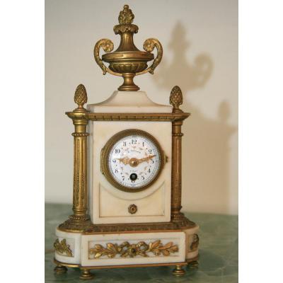 Terminal Clock White Marble And Bronze