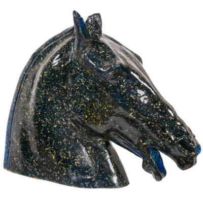 Beautiful Horse Head In Resin Grandeur Nature Fractal Blue