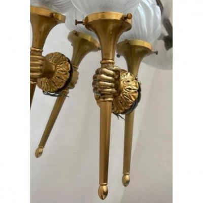 Hand Torch Wall Lamp In Bronze