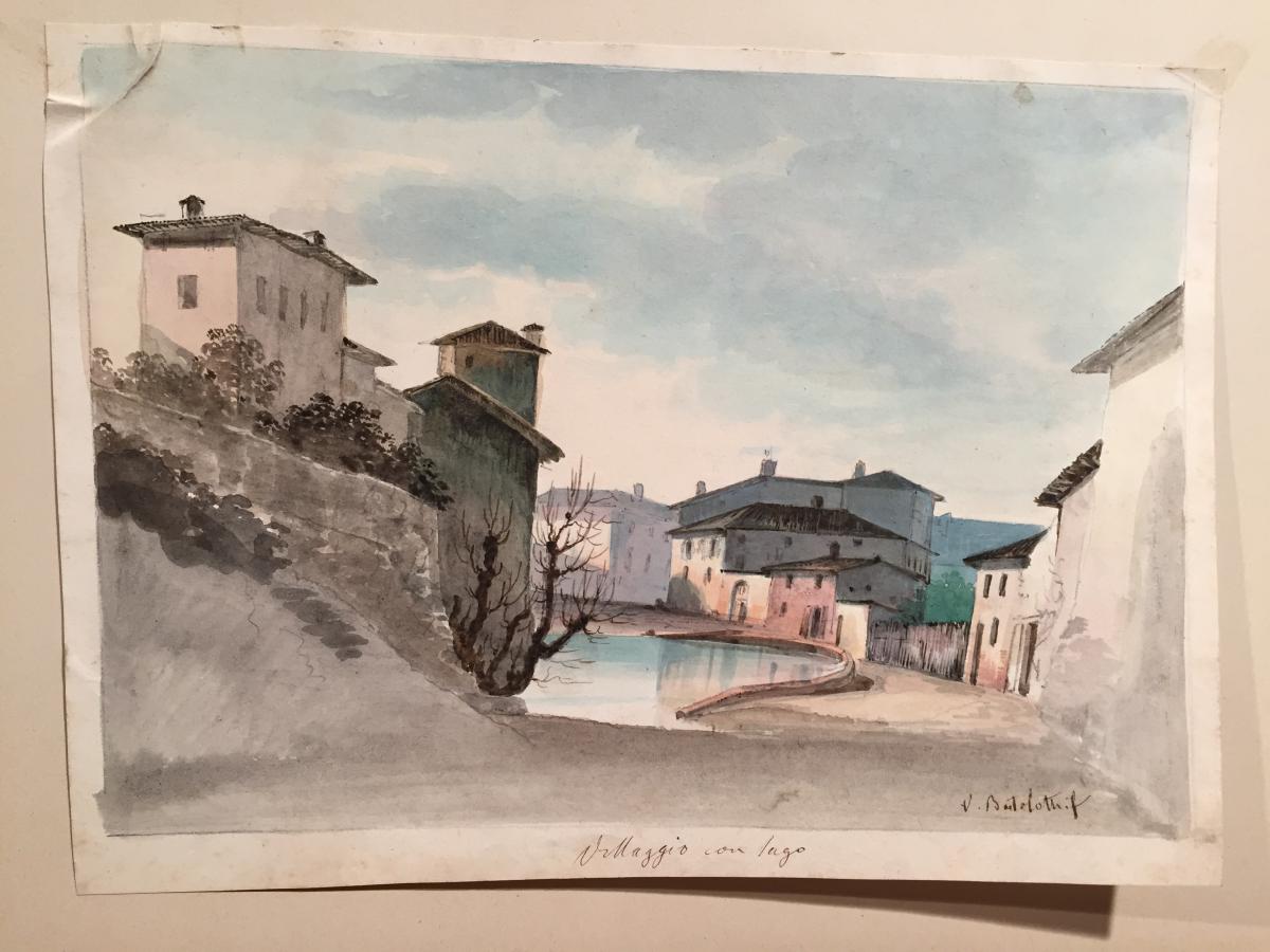 Vincenzo Bertolotti, Paire d'Aquarelles Italiennes
