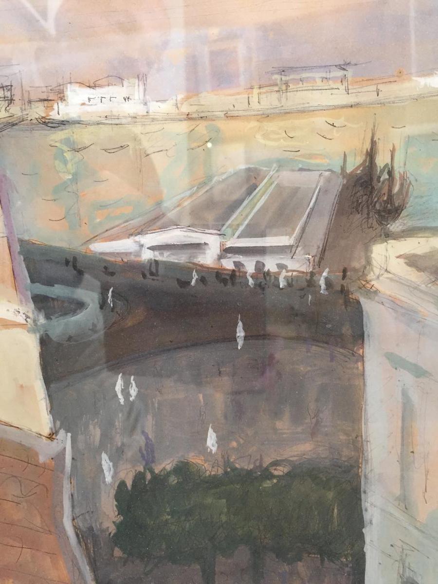 Vue d'Alger, aquarelle gouachée De Laurent Escap, 1966-photo-2