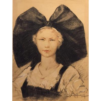 "Alsacienne", pastel de Gaston Hoffmann (1883-1977)