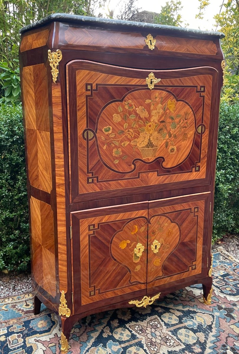Secretaire à Décors louis XV estampillé BIRCKLE -photo-2
