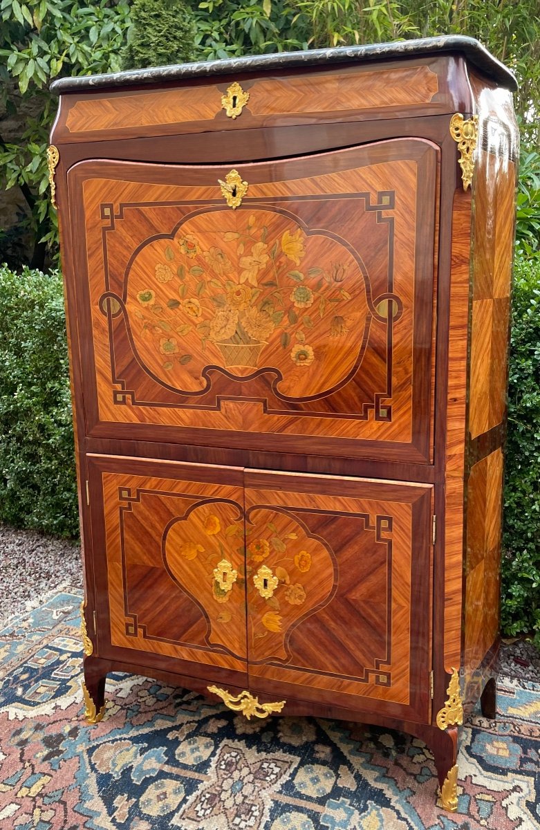 Secretaire à Décors louis XV estampillé BIRCKLE -photo-3