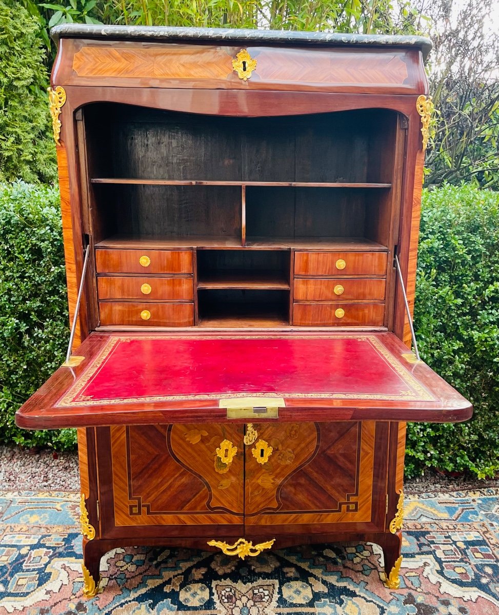 Secretaire à Décors louis XV estampillé BIRCKLE -photo-4