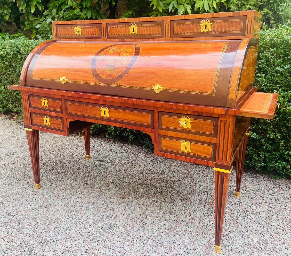 BUREAU CYLINDRE LOUIS XVI ESTAMPILLE DE F SCHEY -photo-6