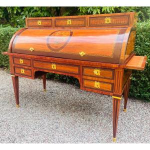 BUREAU CYLINDRE LOUIS XVI ESTAMPILLE DE F SCHEY 