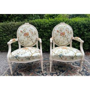 Pair Of Louis XVI Armchairs, 18th Period