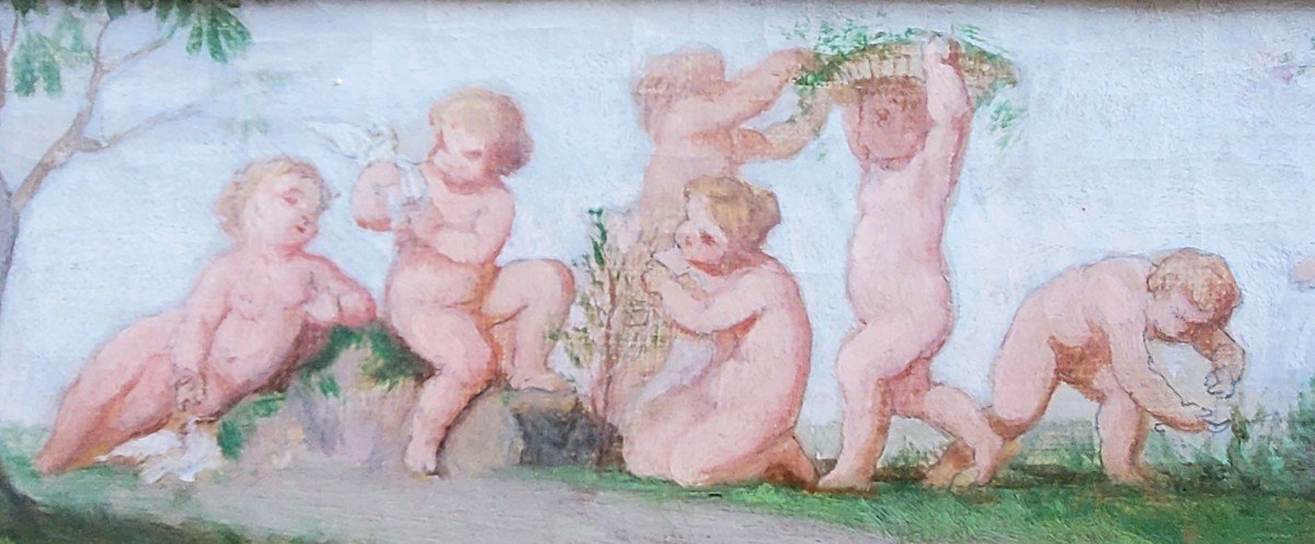 Oil On Canvas, Putti Attributed To Henri Lefort Des Ylouses-photo-3